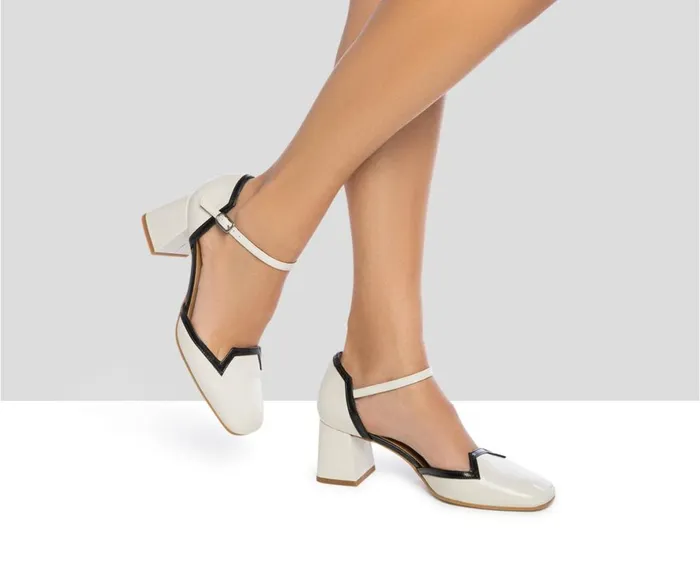 Women Medium Heel Audley Shoes Mid Heel Leather Shoe Jalene Beige