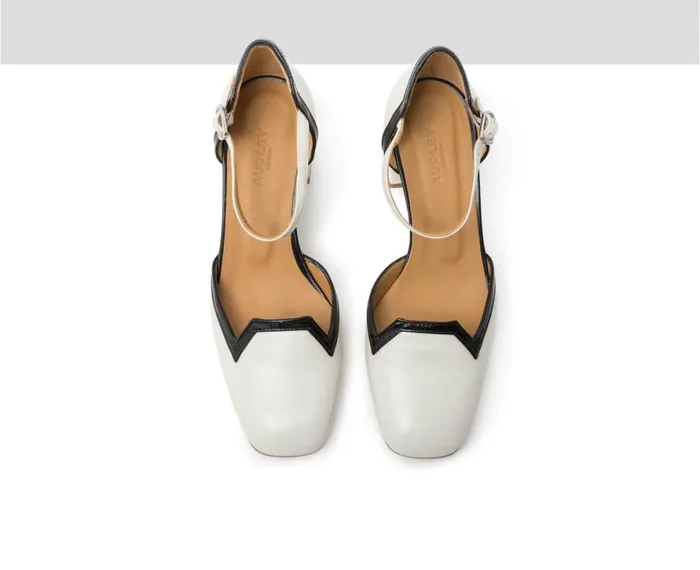 Women Medium Heel Audley Shoes Mid Heel Leather Shoe Jalene Beige