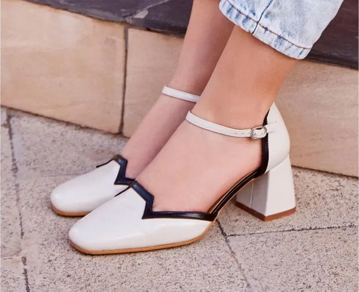 Women Medium Heel Audley Shoes Mid Heel Leather Shoe Jalene Beige