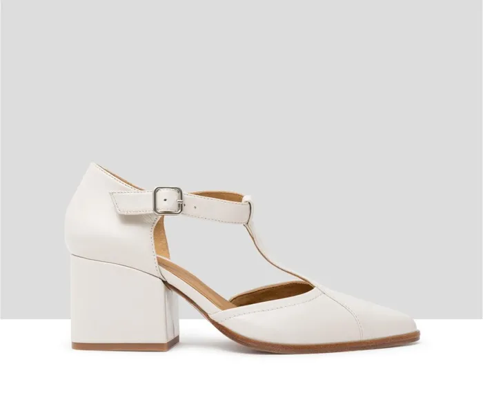 Women Medium Heel Audley Shoes Mid Heel Leather Shoe Janys Beige