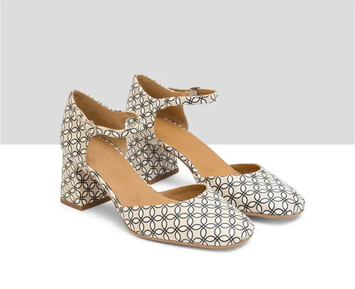 Women Medium Heel Audley Shoes Mid Heel Leather Shoe Jaylin Print