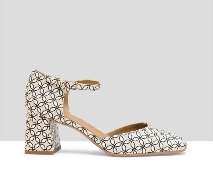Women Medium Heel Audley Shoes Mid Heel Leather Shoe Jaylin Print