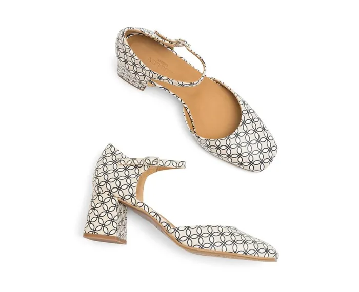 Women Medium Heel Audley Shoes Mid Heel Leather Shoe Jaylin Print