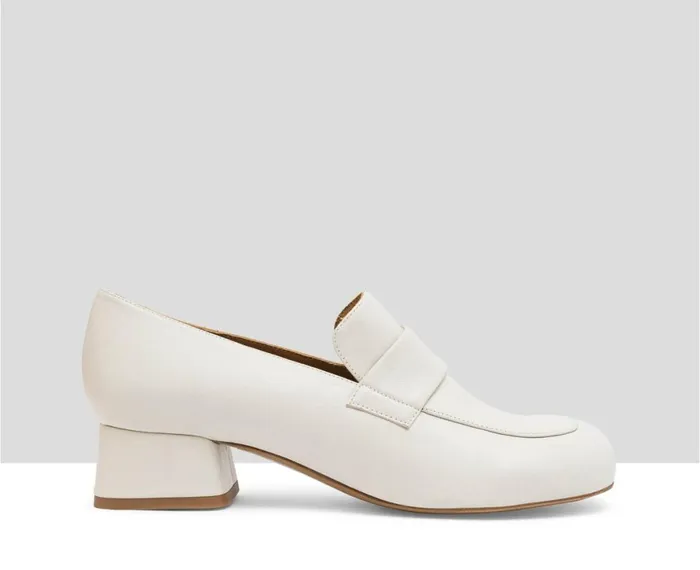 Women Medium Heel Audley Shoes Mid Heel Leather Shoe Lanai White