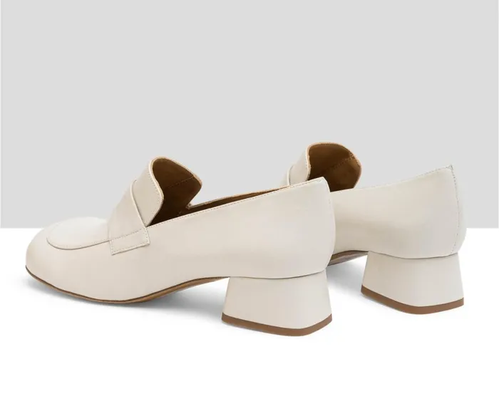 Women Medium Heel Audley Shoes Mid Heel Leather Shoe Lanai White