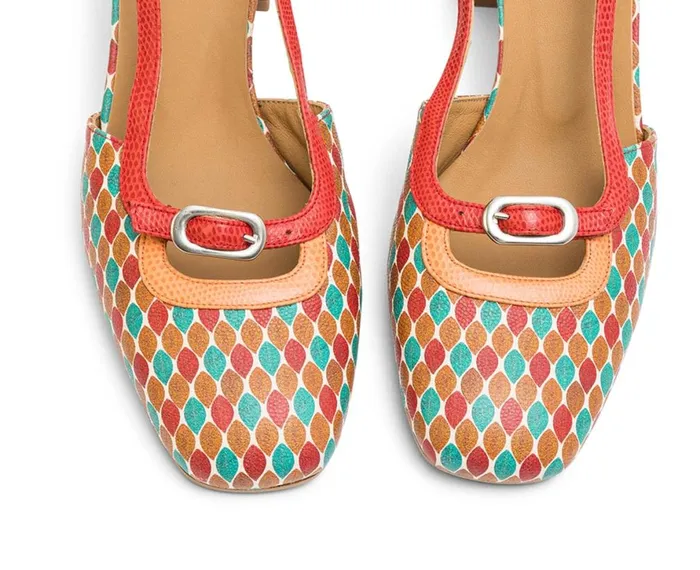 Women Medium Heel Audley Shoes Mid Heel Leather Shoe Leily Print