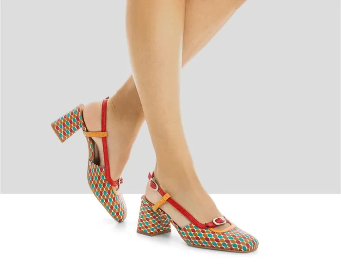 Women Medium Heel Audley Shoes Mid Heel Leather Shoe Leily Print