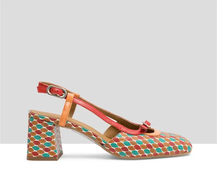 Women Medium Heel Audley Shoes Mid Heel Leather Shoe Leily Print