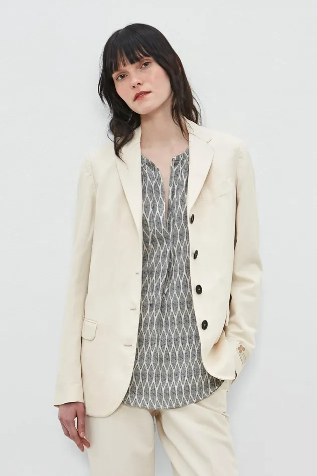 Women MELFI 8211 Cotton Linen Singlebreasted Jacket 8211 Panna Massimo Alba Jackets and Coats Women MELFI 8211 Cotton Linen Singlebreasted Jacket 8211 Panna Massimo Alba Jackets and Coats