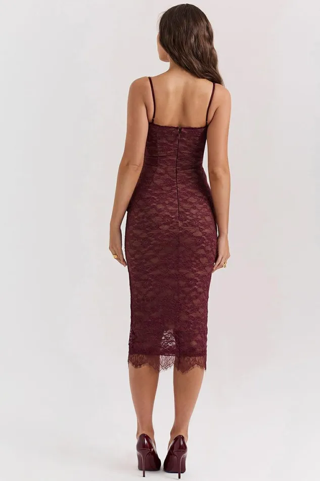 Women Melina Mulberry Lace Midi Dress House Of CB Dresses