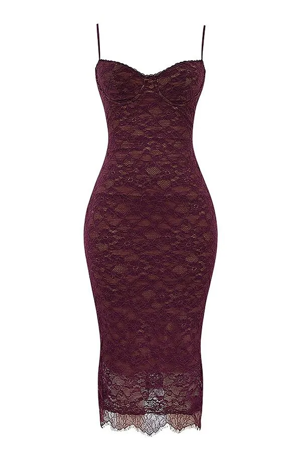 Women Melina Mulberry Lace Midi Dress House Of CB Dresses
