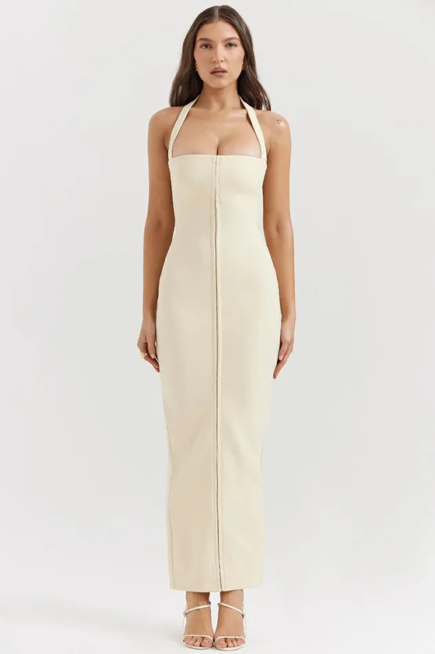 Women Mia Ecru Halter Maxi Dress House Of CB Dresses