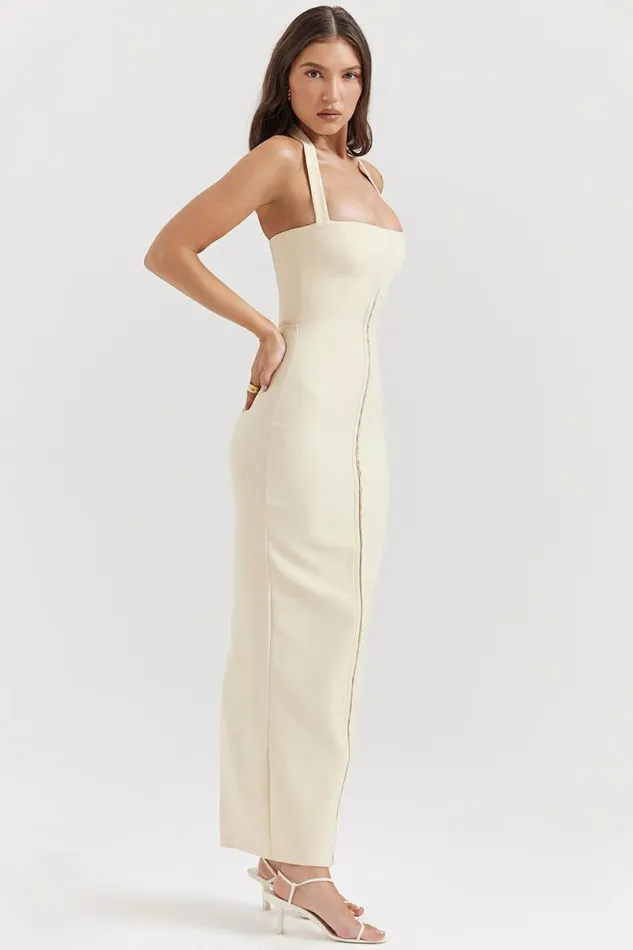 Women Mia Ecru Halter Maxi Dress House Of CB Dresses