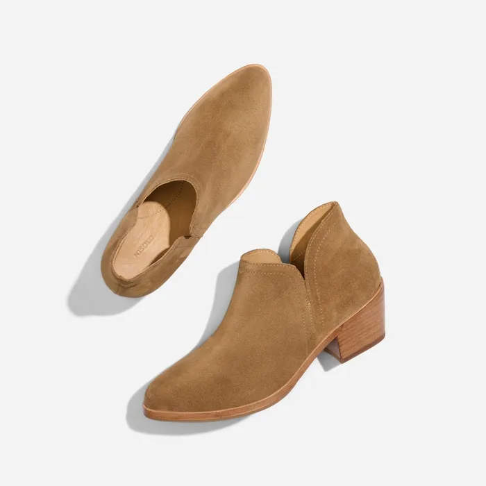 Women Mia Everyday Ankle Bootie Taupe Suede Nisolo Heels