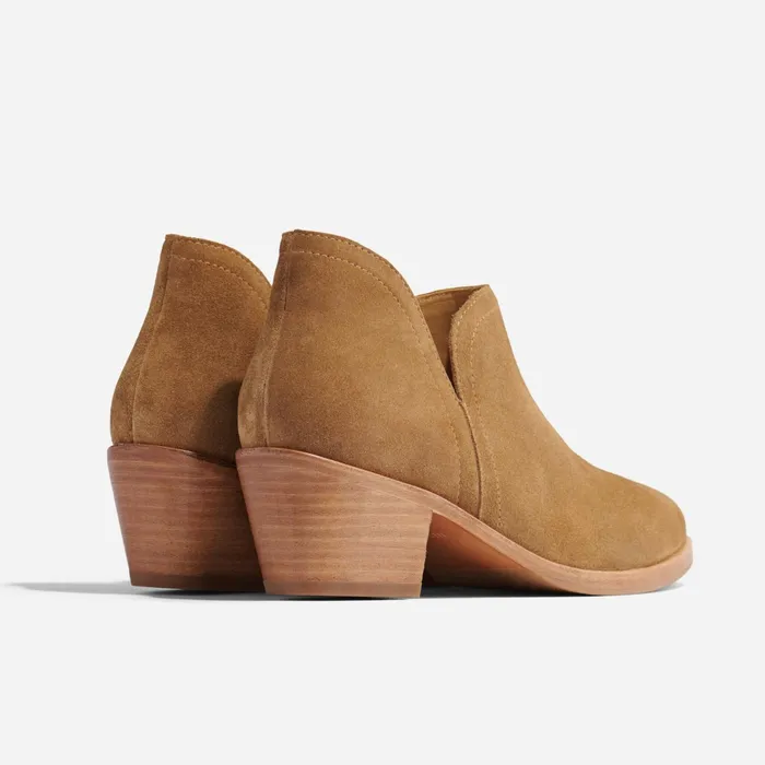 Women Mia Everyday Ankle Bootie Taupe Suede Nisolo Heels