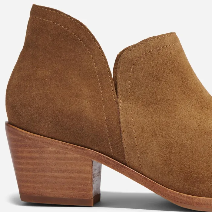 Women Mia Everyday Ankle Bootie Taupe Suede Nisolo Heels