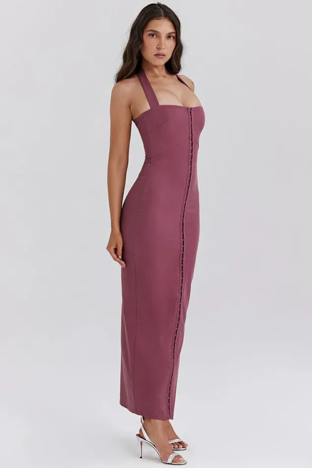 Women Mia Mulberry Twill Halter Maxi Dress House Of CB Dresses Women Mia Mulberry Twill Halter Maxi Dress House Of CB Dresses