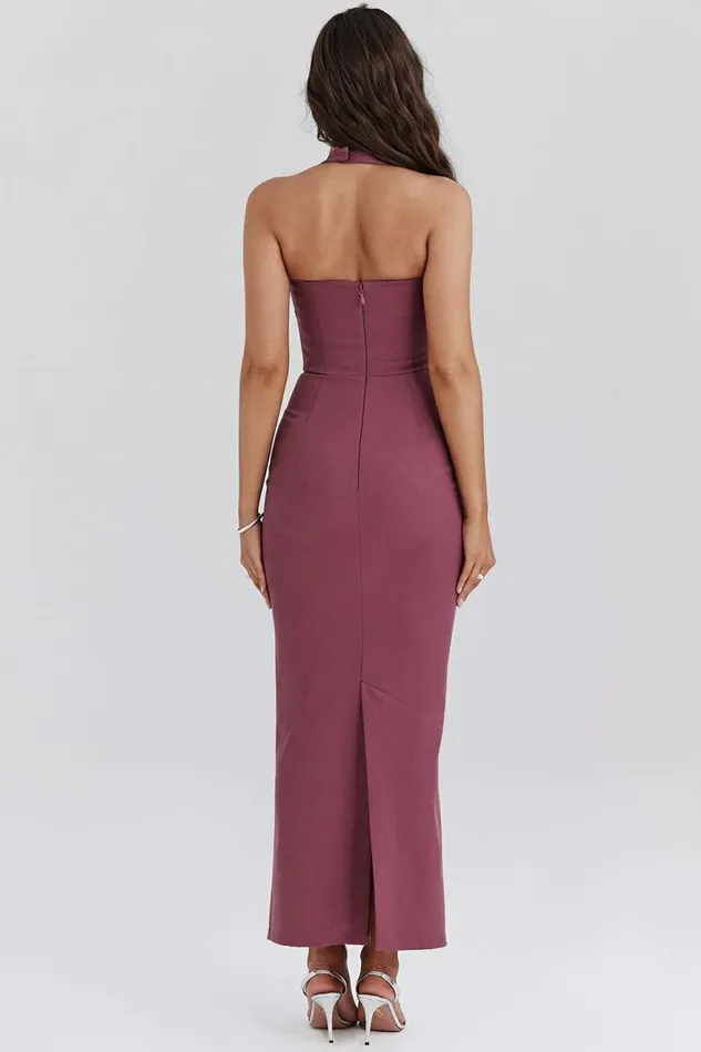 Women Mia Mulberry Twill Halter Maxi Dress House Of CB Dresses Women Mia Mulberry Twill Halter Maxi Dress House Of CB Dresses