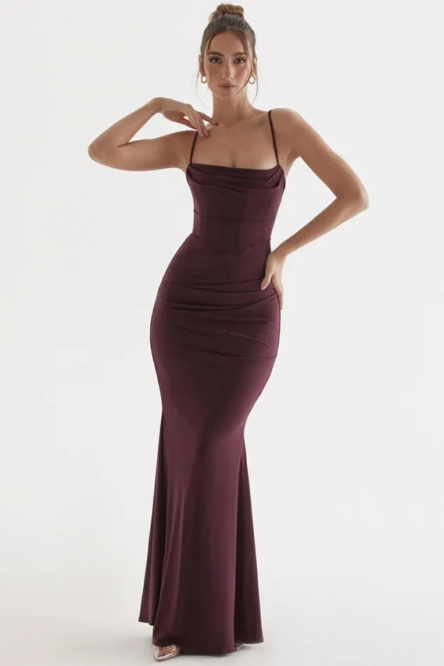 Women Milena Dark Cherry Corset Maxi Dress House Of CB Dresses