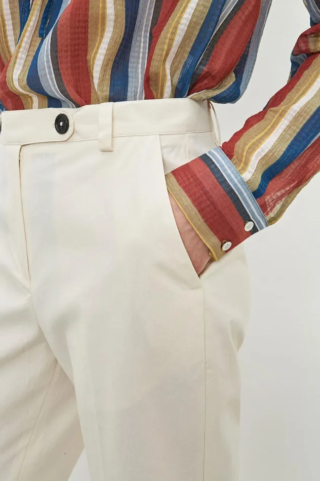 Women MIRIAM 8211 Cotton Trousers 8211 Summer Sand Massimo Alba Trousers and Shorts