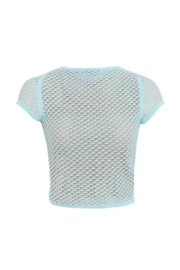 Women MISTRESS ROCKS SEAFOAM KNIT OPEN BACK RUFFLE TOP House Of CB Tops Women MISTRESS ROCKS SEAFOAM KNIT OPEN BACK RUFFLE TOP House Of CB Tops
