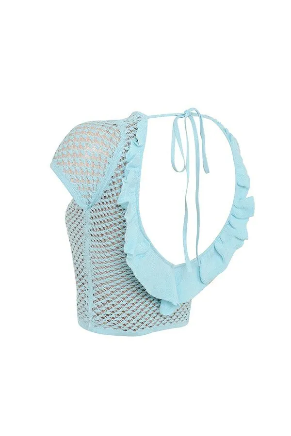 Women MISTRESS ROCKS SEAFOAM KNIT OPEN BACK RUFFLE TOP House Of CB Tops Women MISTRESS ROCKS SEAFOAM KNIT OPEN BACK RUFFLE TOP House Of CB Tops