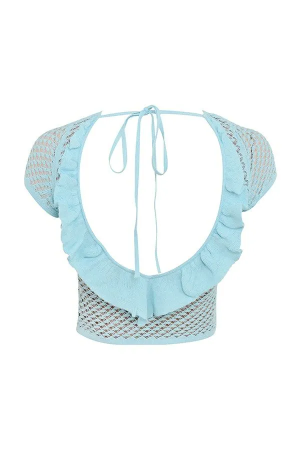 Women MISTRESS ROCKS SEAFOAM KNIT OPEN BACK RUFFLE TOP House Of CB Tops Women MISTRESS ROCKS SEAFOAM KNIT OPEN BACK RUFFLE TOP House Of CB Tops