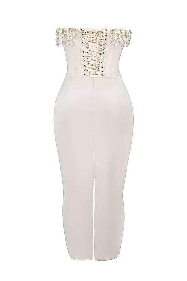 Women Nalita Vintage Cream Embellished Strapless Dress House Of CB Dresses Women Nalita Vintage Cream Embellished Strapless Dress House Of CB Dresses