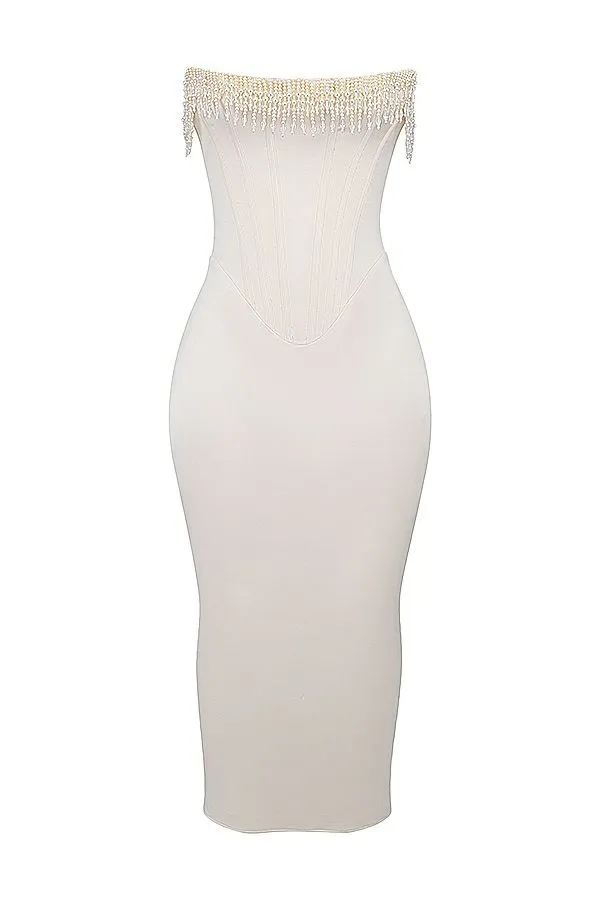 Women Nalita Vintage Cream Embellished Strapless Dress House Of CB Dresses Women Nalita Vintage Cream Embellished Strapless Dress House Of CB Dresses