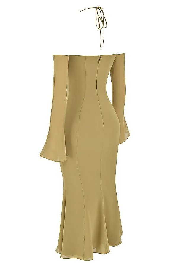 Women Naomi Olive Halter Midi Dress House Of CB Dresses Women Naomi Olive Halter Midi Dress House Of CB Dresses