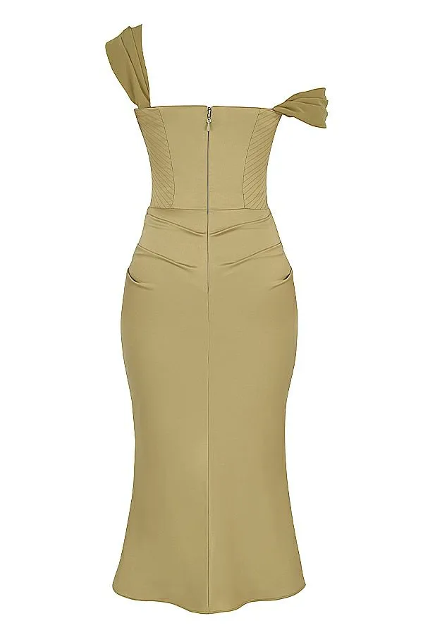 Women Natalya Olive Satin Corset Midi Dress House Of CB Dresses Women Natalya Olive Satin Corset Midi Dress House Of CB Dresses