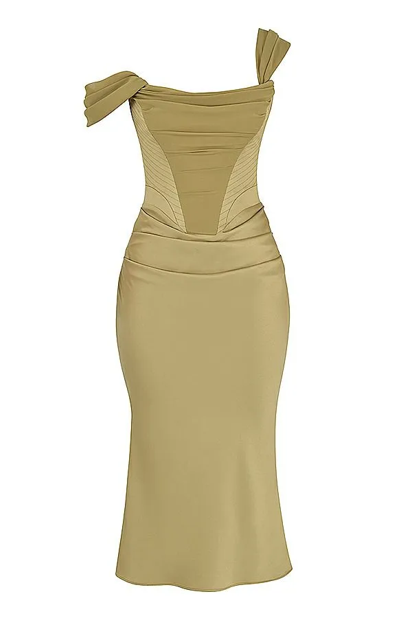Women Natalya Olive Satin Corset Midi Dress House Of CB Dresses Women Natalya Olive Satin Corset Midi Dress House Of CB Dresses