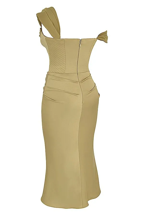 Women Natalya Olive Satin Corset Midi Dress House Of CB Dresses Women Natalya Olive Satin Corset Midi Dress House Of CB Dresses