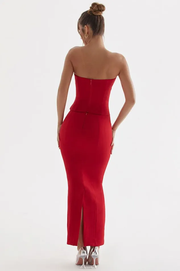 Women Nayara Red Rose Maxi Skirt House Of CB Bottoms