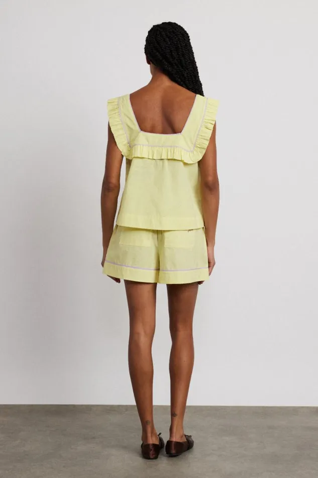 Women Nightwear Damson Madder Kitty Ruffle Nightwear Set Yellow