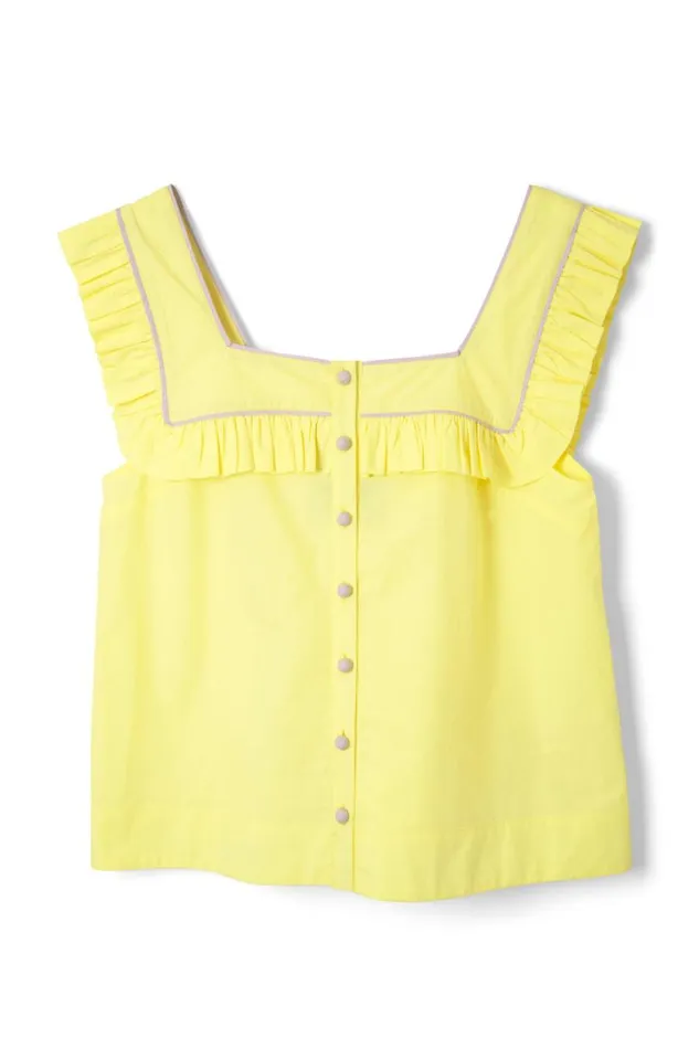Women Nightwear Damson Madder Kitty Ruffle Nightwear Set Yellow
