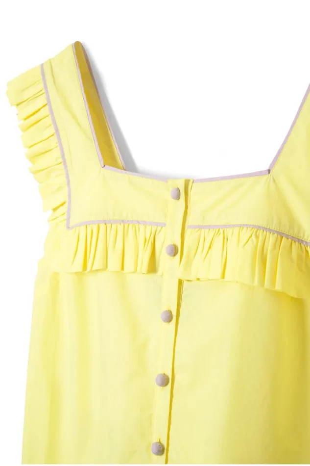 Women Nightwear Damson Madder Kitty Ruffle Nightwear Set Yellow