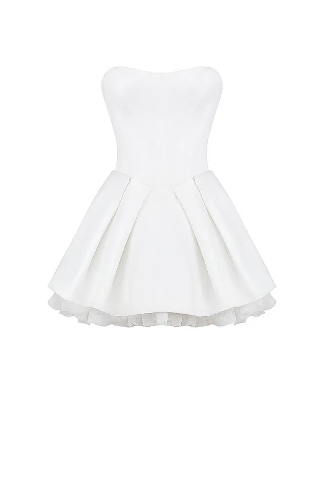 Women Noele White Satin Strapless Bow Mini Gown House Of CB Dresses