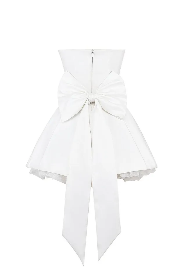 Women Noele White Satin Strapless Bow Mini Gown House Of CB Dresses