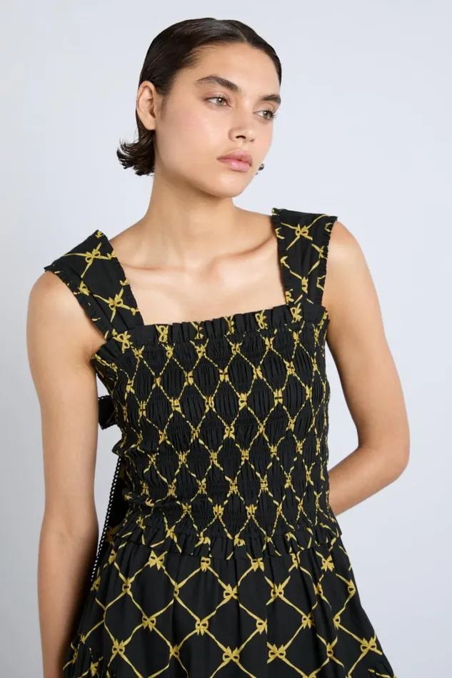 Women Occasion Wear Damson Madder Tish Midi Dress 8211 Black Bow Print