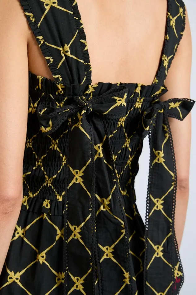 Women Occasion Wear Damson Madder Tish Midi Dress 8211 Black Bow Print