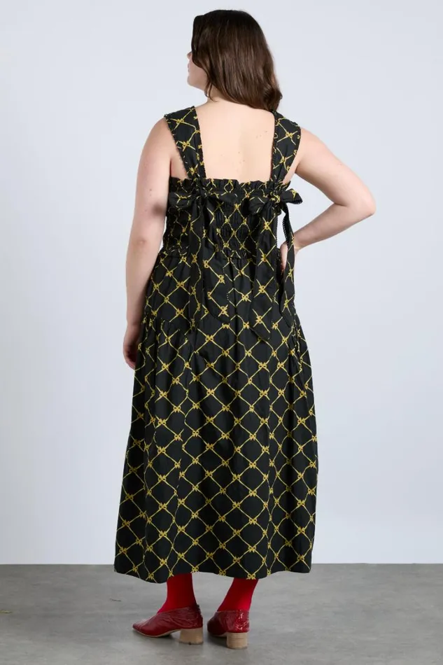 Women Occasion Wear Damson Madder Tish Midi Dress 8211 Black Bow Print