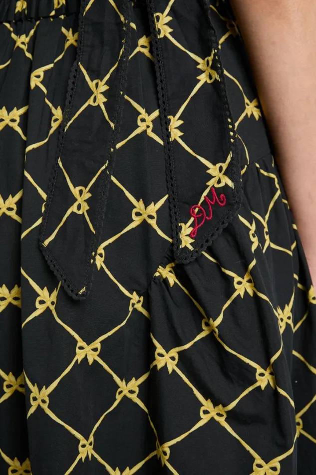 Women Occasion Wear Damson Madder Tish Midi Dress 8211 Black Bow Print