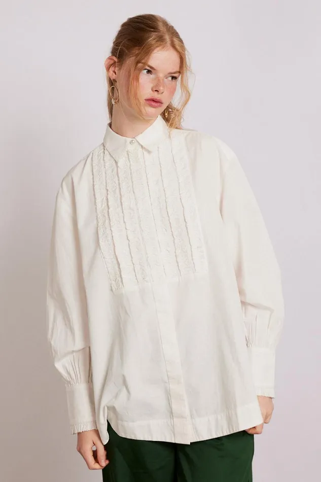 Women Occasion Wear Damson Madder Tuxedo Ruffle Shirt