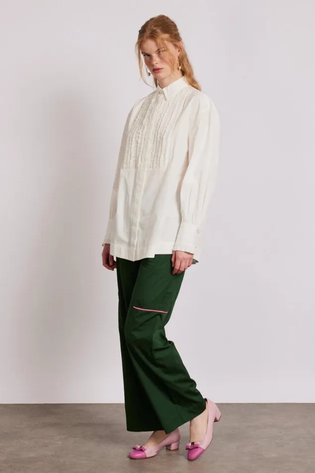 Women Occasion Wear Damson Madder Tuxedo Ruffle Shirt