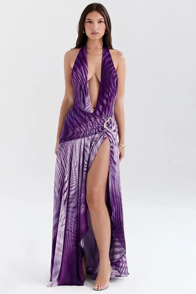 Women Olessia Orchid Backless Halter Maxi Dress House Of CB Dresses