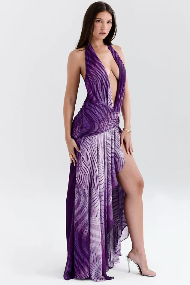 Women Olessia Orchid Backless Halter Maxi Dress House Of CB Dresses