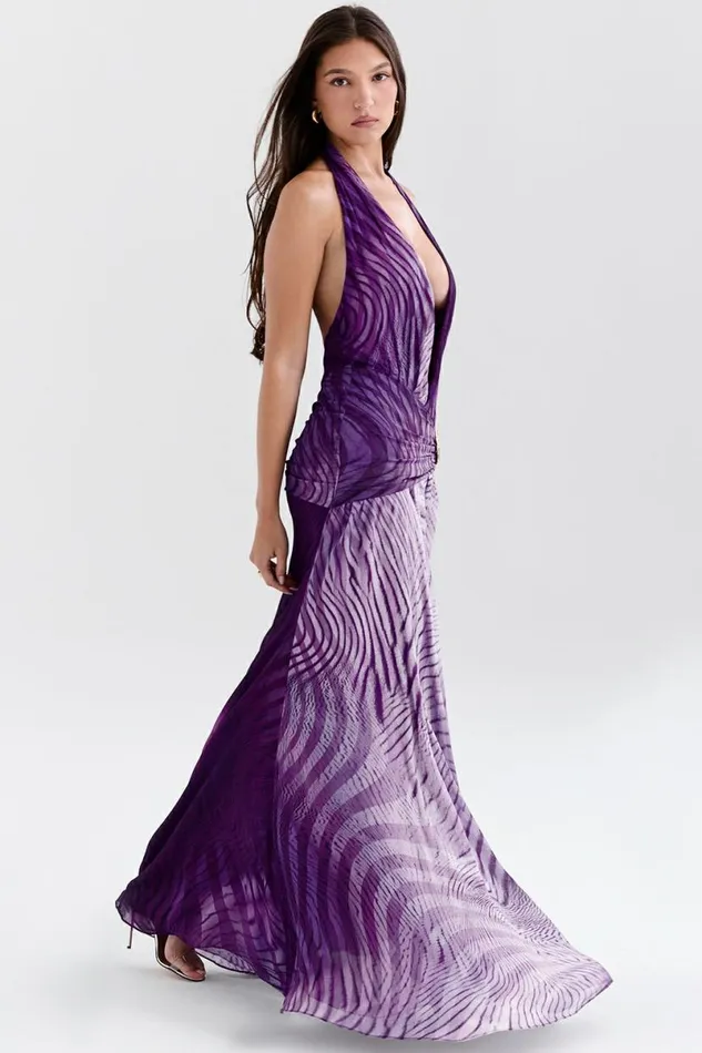 Women Olessia Orchid Backless Halter Maxi Dress House Of CB Dresses