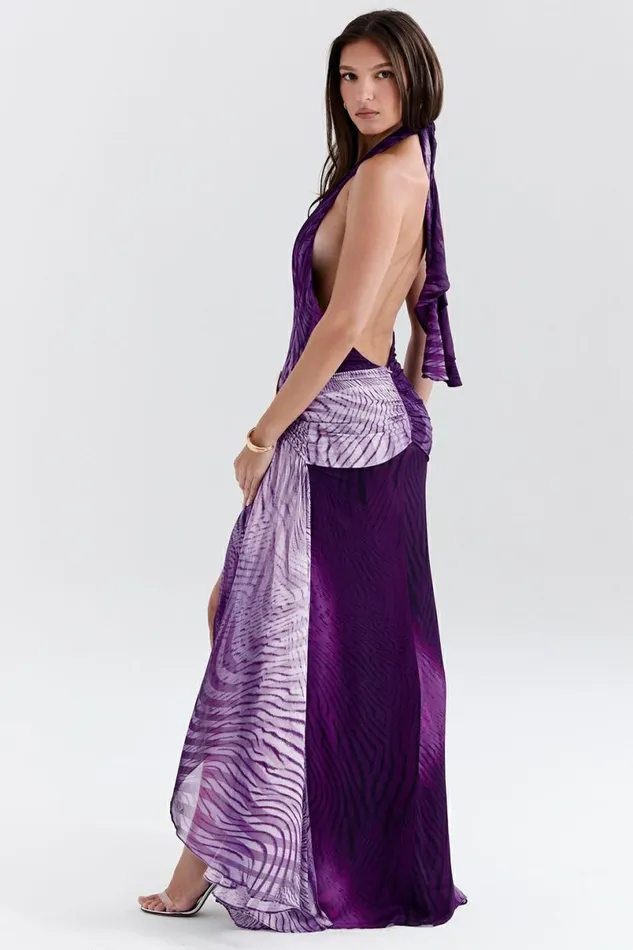 Women Olessia Orchid Backless Halter Maxi Dress House Of CB Dresses