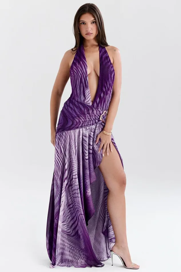 Women Olessia Orchid Backless Halter Maxi Dress House Of CB Dresses